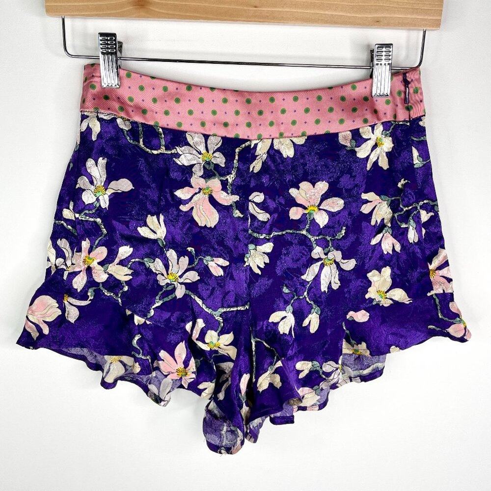 NWT Mango MNG Suit Purple Floral Ruffle Shorts